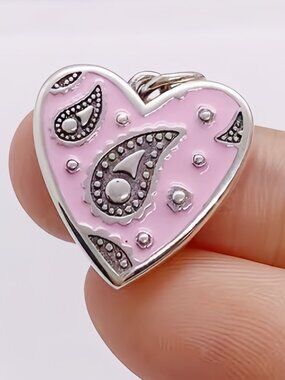 James Avery Enamel Western Bandana Heart Charm